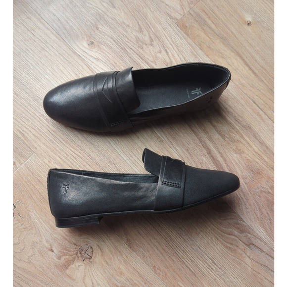 Frye Terri Buffalo Black Leather Penny Loafer Flats Womens 9 - Picture 11 of 16